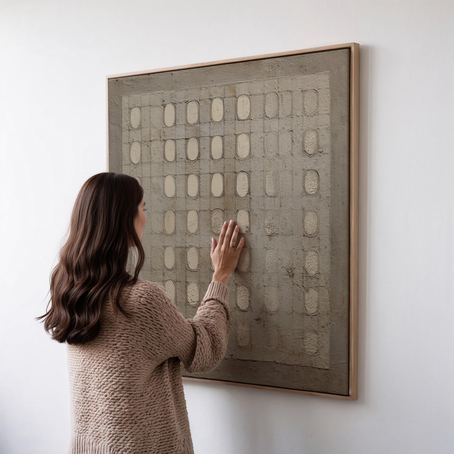 Canvas Wall Art – Minimalist Geometric Canvas with Neutral Textured Pattern