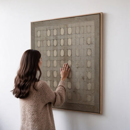 Canvas Wall Art – Minimalist Geometric Canvas with Neutral Textured Pattern