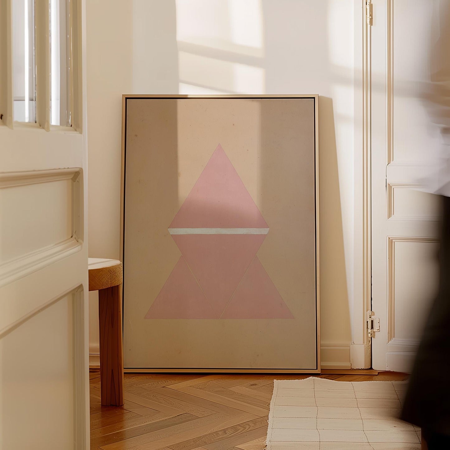 Pink Geometric Triangle Canvas Art