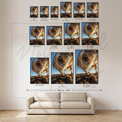 Bird Wall Art | Modern Nature Art Print with Bird Eye Close-Up in Warm Tones