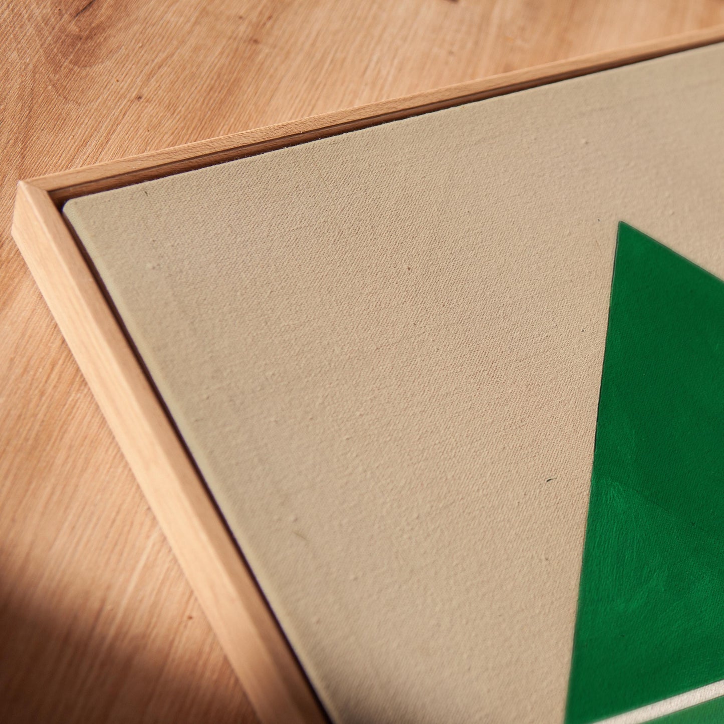 Green Geometric Triangle Canvas Art with Floating Frame