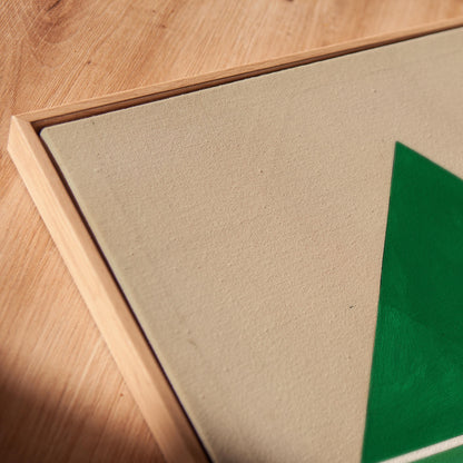 Green Geometric Triangle Canvas Art with Floating Frame