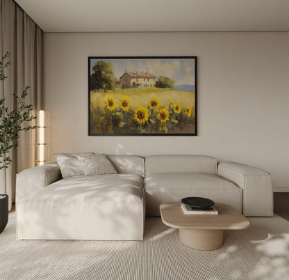 Canvas Wall Art - Sunflower Field Art on Premium Matte Cotton Canvas Print