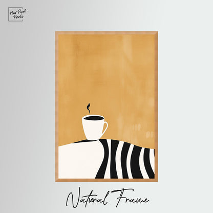 Coffee Cup Wall Art - Minimalist Kitchen Art | Modern Coffee Print Canvas