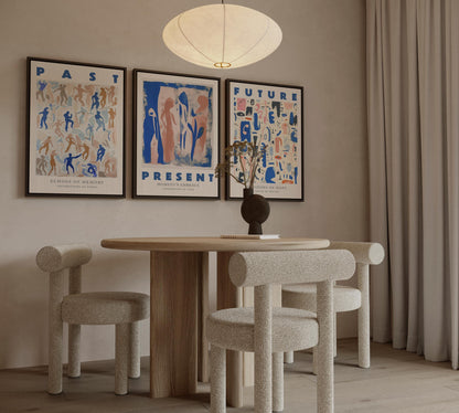 Past Present Future Canvas Wall Art Set of 3 Modern Abstract Posters Timeless Decor Inspirational Gift for Living Room or Office