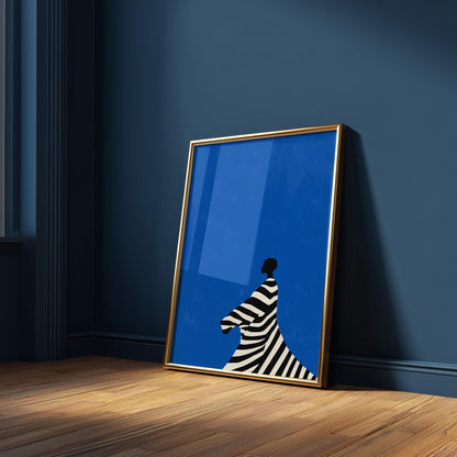 Electric Blue Wall Art – Cobalt Blue Artwork on Abstract Canvas Print, Framed