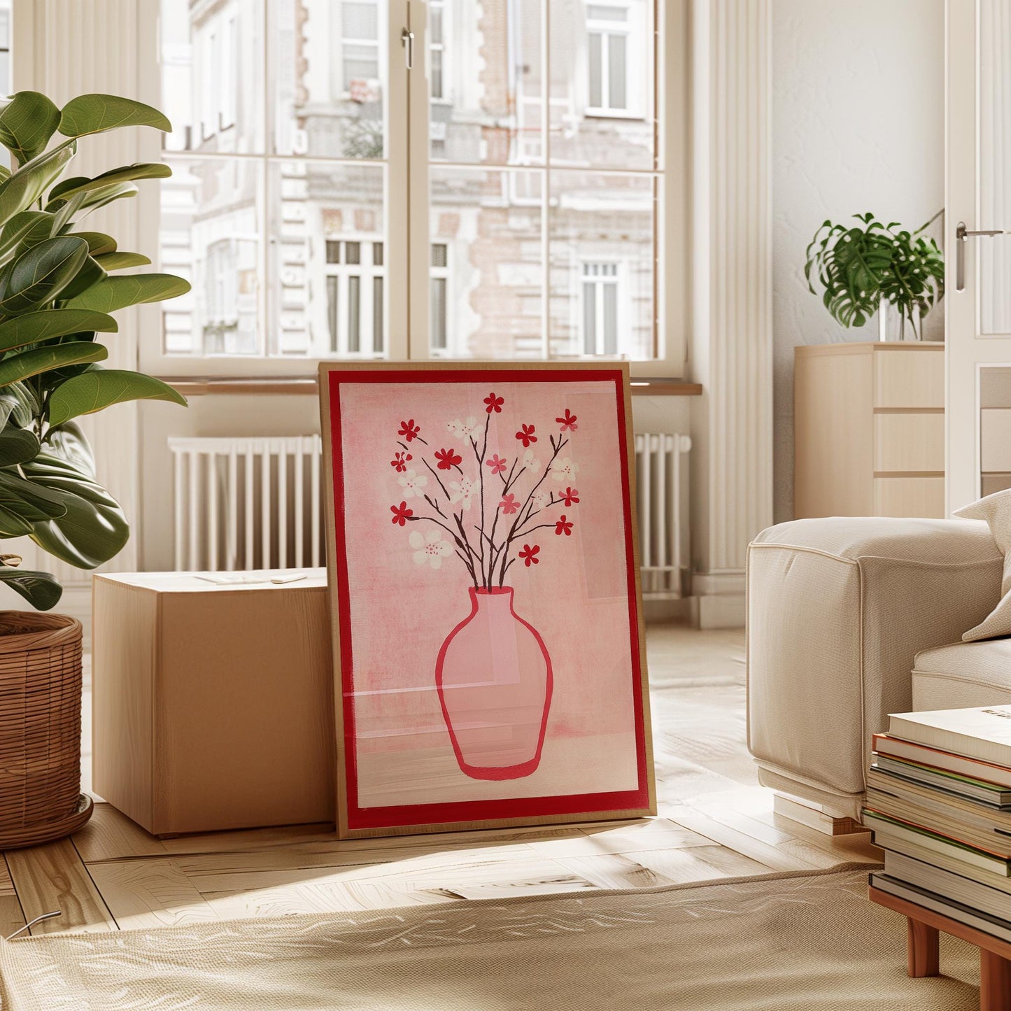 Cherry Blossom Print - Soft Pink Floral Poster | Modern Botanical Wall Art