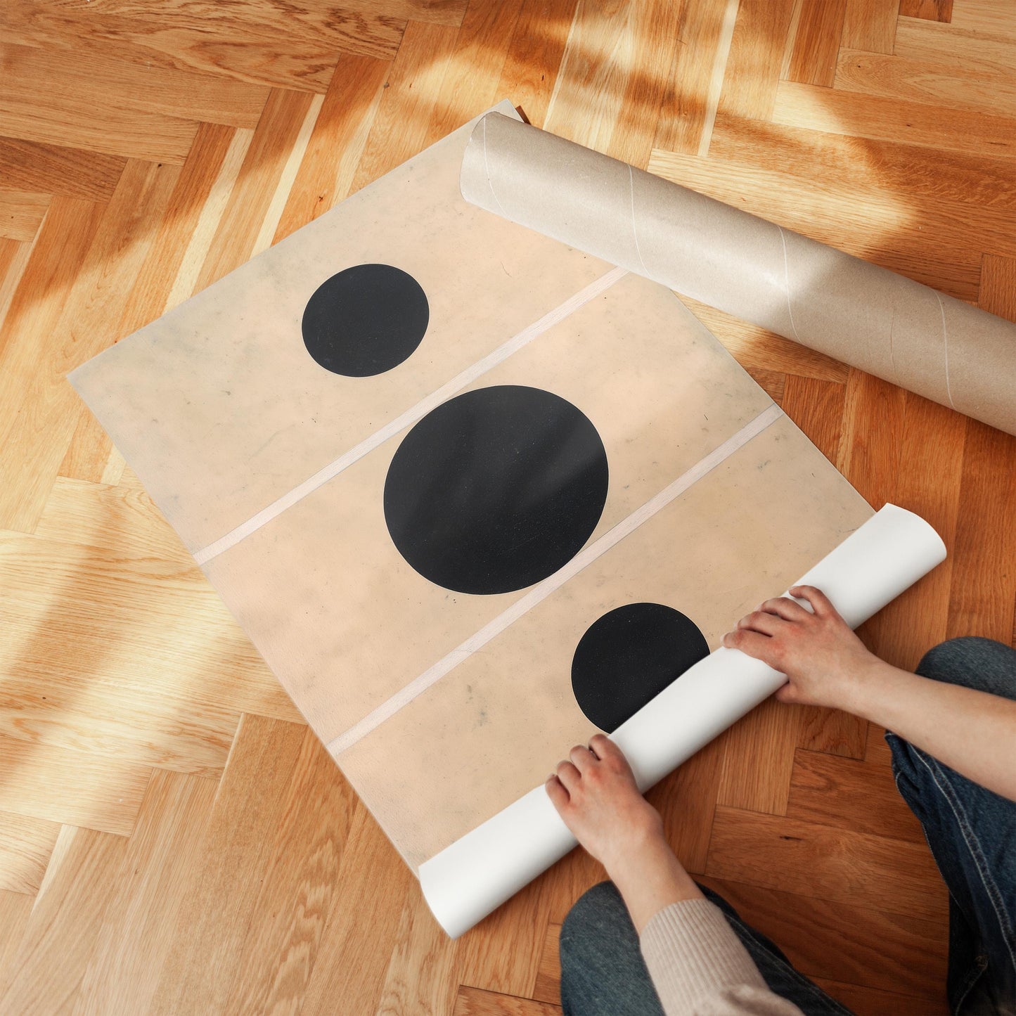 Abstract Black Circle Wall Art for Living Room or Office Minimalist Geometric Print Scandinavian Style Gift for Design Lovers