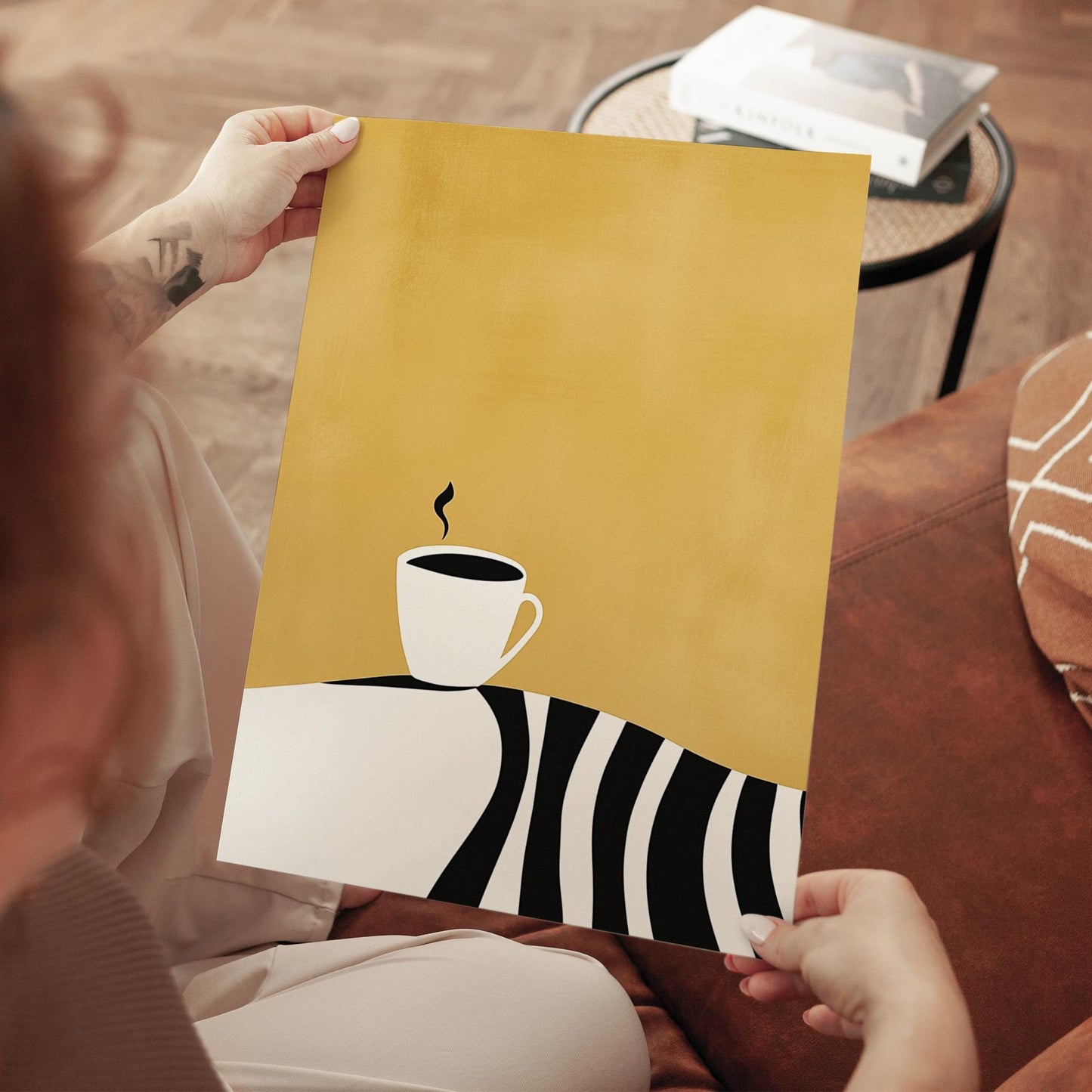 Coffee Cup Wall Art - Minimalist Kitchen Art | Modern Coffee Print Canvas