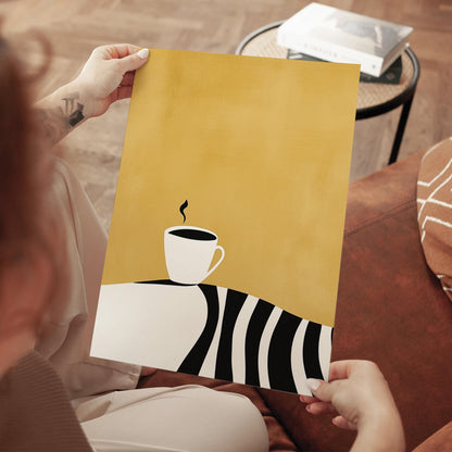 Coffee Cup Wall Art - Minimalist Kitchen Art | Modern Coffee Print Canvas