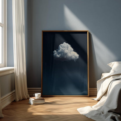 Indigo Cloud Wall Art - Minimalist Blue Sky Decor on Premium Cotton Canvas
