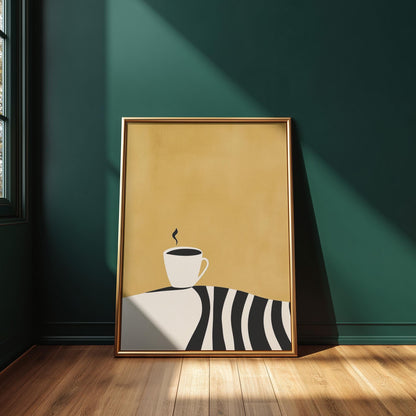 Coffee Cup Wall Art - Minimalist Kitchen Art | Modern Coffee Print Canvas