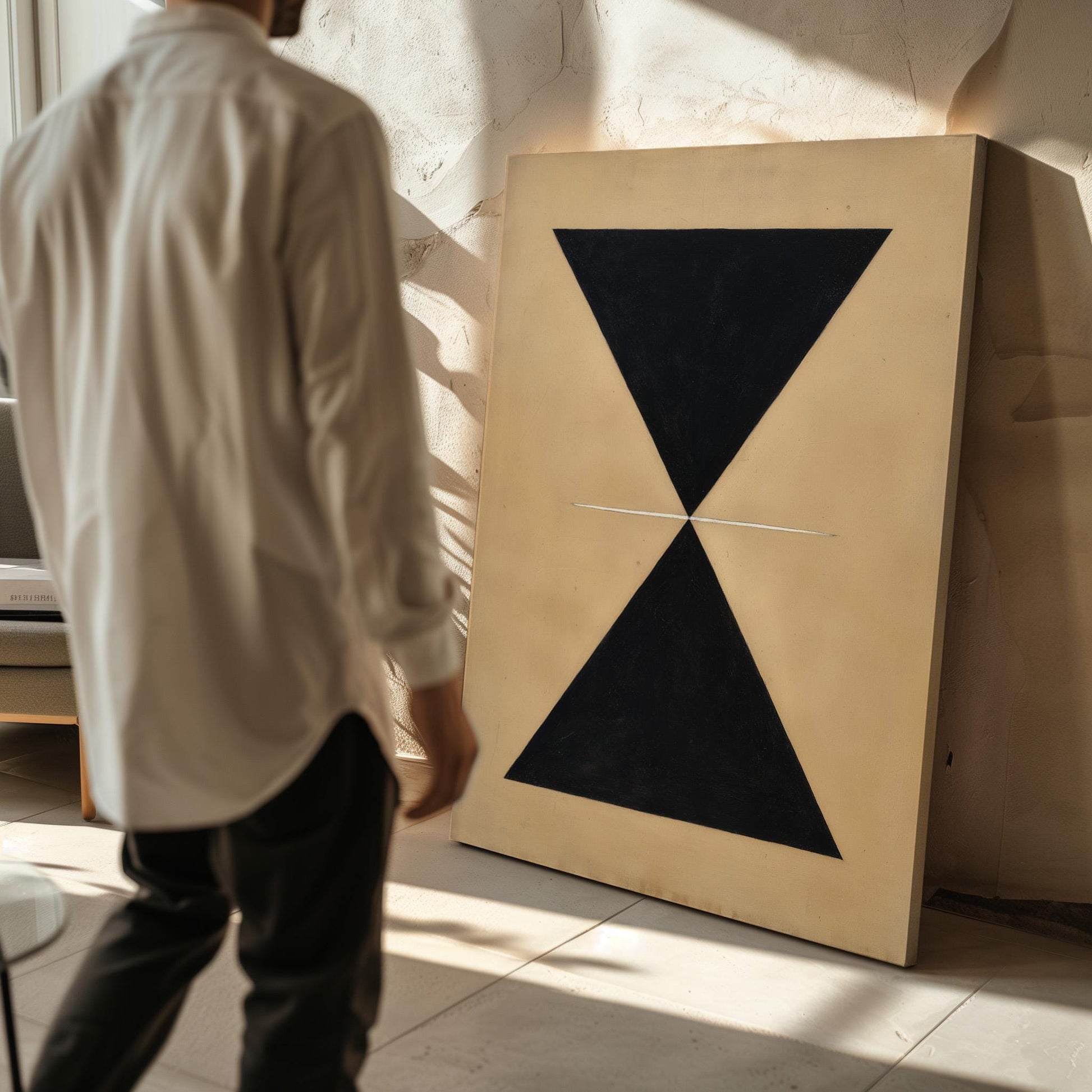 Black Geometric Hourglass Canvas