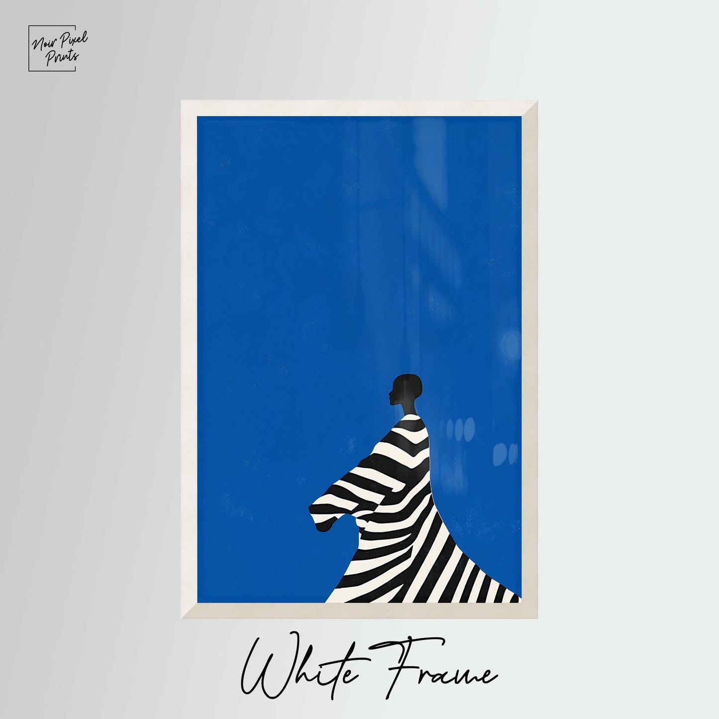 Electric Blue Wall Art – Cobalt Blue Artwork on Abstract Canvas Print, Framed