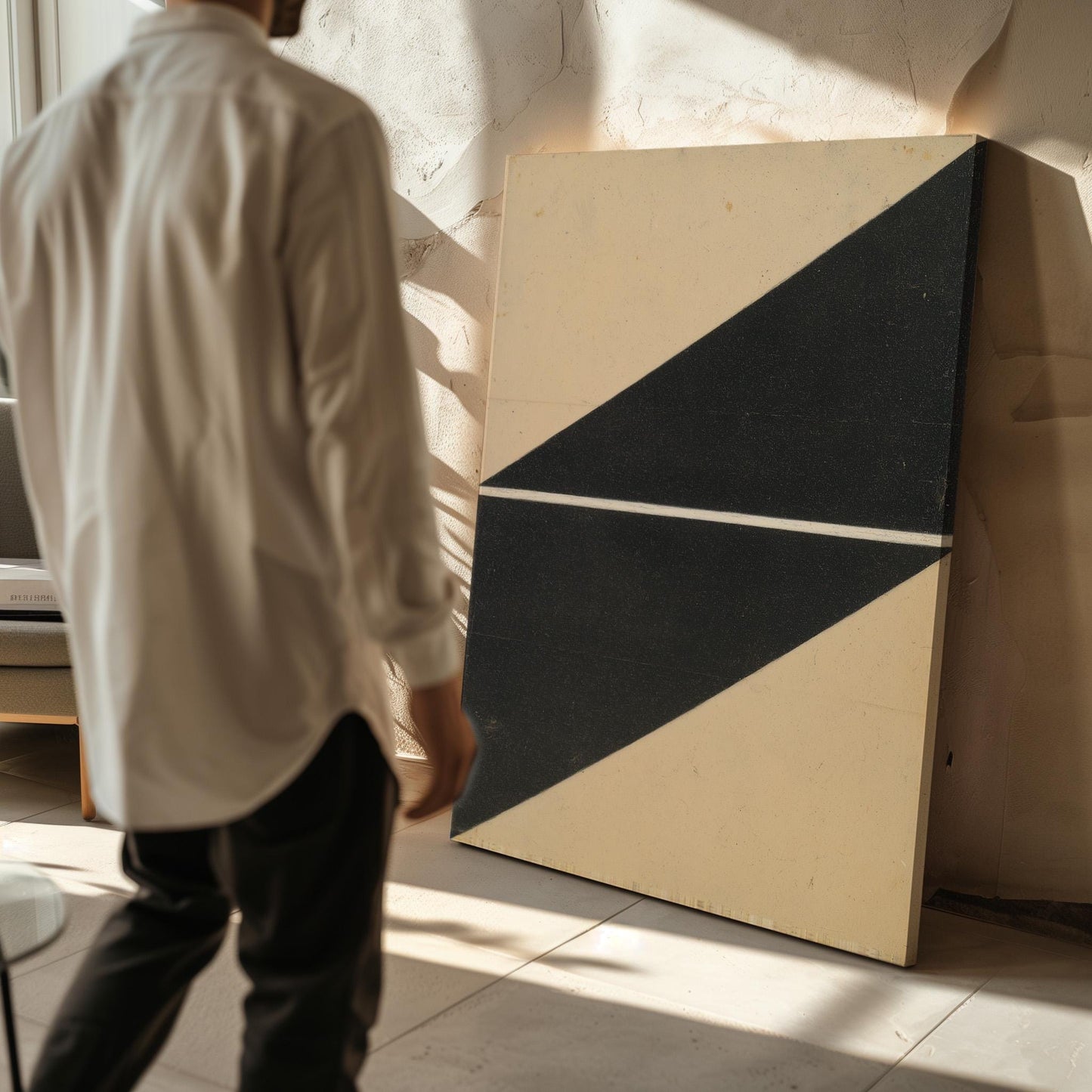 Black Geometric Triangle Canvas Art