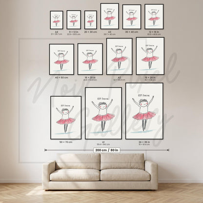 Kids Ballet Poster – Whimsical Ballerina Print with Pink Tutu | Nursery Wall Art