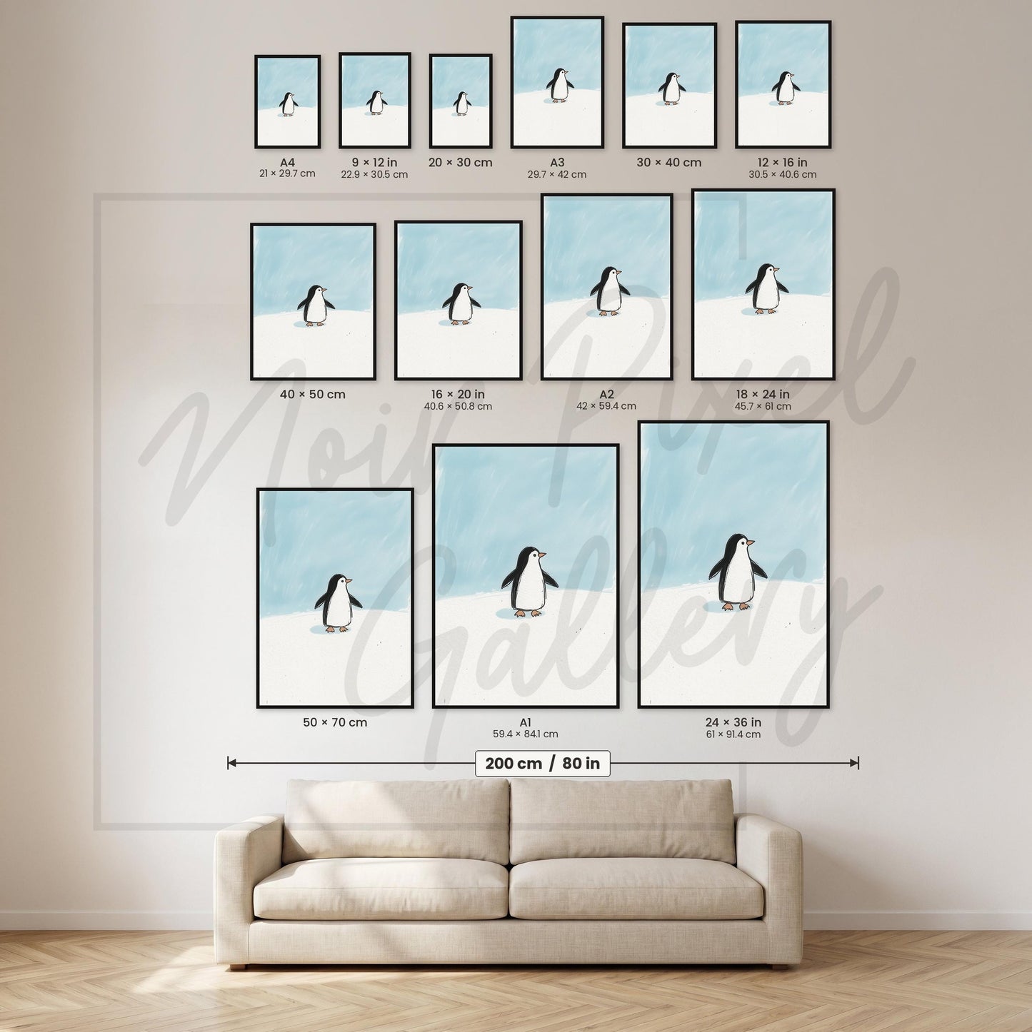 Scandinavian Penguin Print – Minimalist Nursery Wall Art | Kids Room Decor Poster
