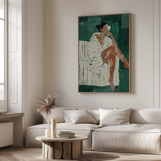 Woman Relaxing Canvas Wall Art Modern Minimalist Abstract Figure Large Print for Bedroom or Living Room