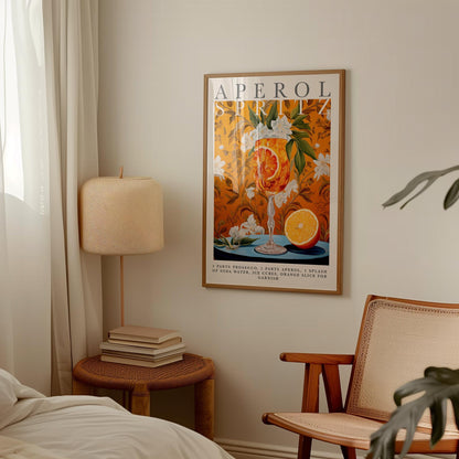 Aperol Spritz Print – Vintage Italian Drink Poster | Floral Cocktail Wall Art
