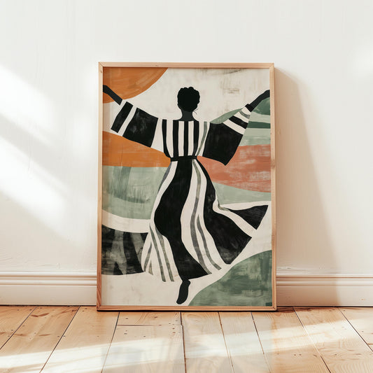 Mid Century Modern Wall Art - Dancing Woman Silhouette Abstract Art Print