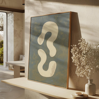 Abstract Blue and Beige Giclée Canvas Print with Soft Organic Shapes Modern Art for Minimalist Living Room or Studio Decor