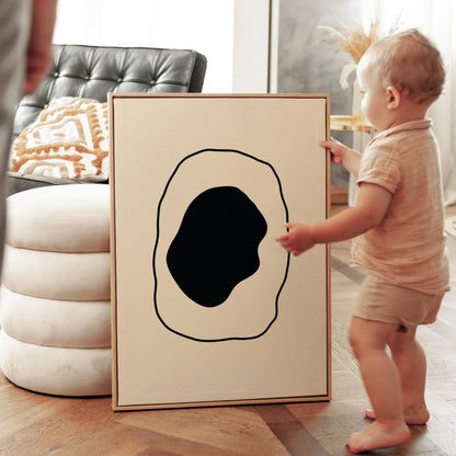 Minimalist Abstract Shape Canvas Print Black and White Modern Wall Art Contemporary Geometric Poster for Bedroom or Living Room