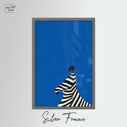 Electric Blue Wall Art – Cobalt Blue Artwork on Abstract Canvas Print, Framed