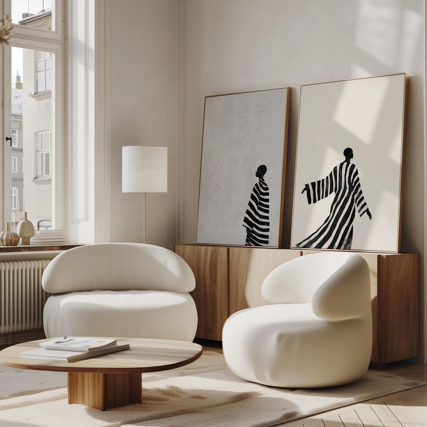 Black and White Canvas | Modern Canvas Prints Set of 2 | Abstract Figurative Art