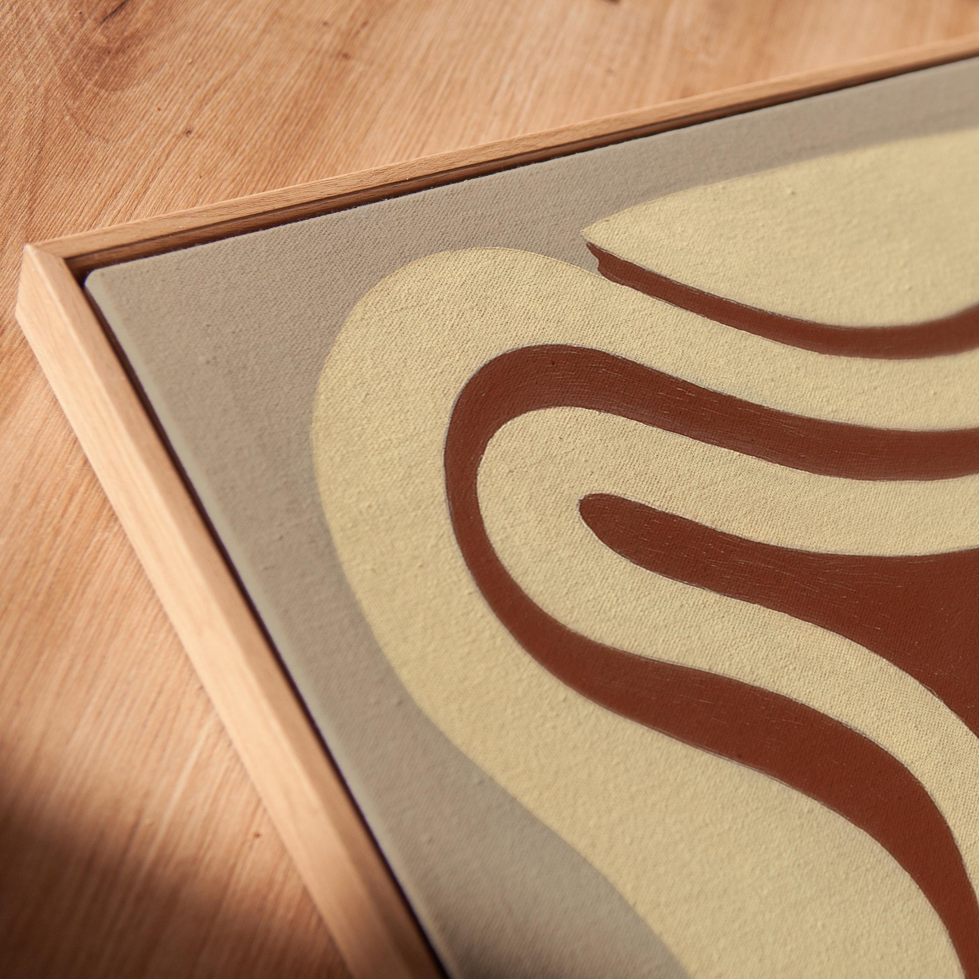 Giclée Canvas Print Abstract Brown Lines Minimalist Neutral Modern Wall Art Organic Shape Painting for Living Room or Office