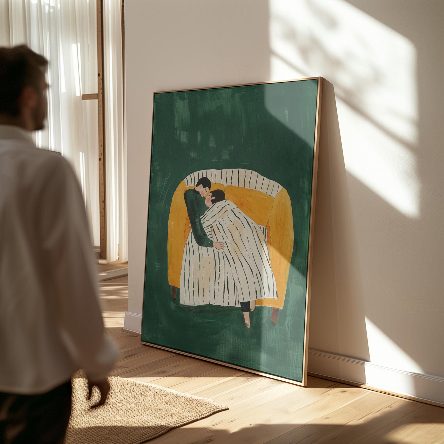 Romantic Couple Wall Art Cozy Embrace Modern Abstract Print Love Bedroom Living Room Decor Anniversary Gift Canvas Painting