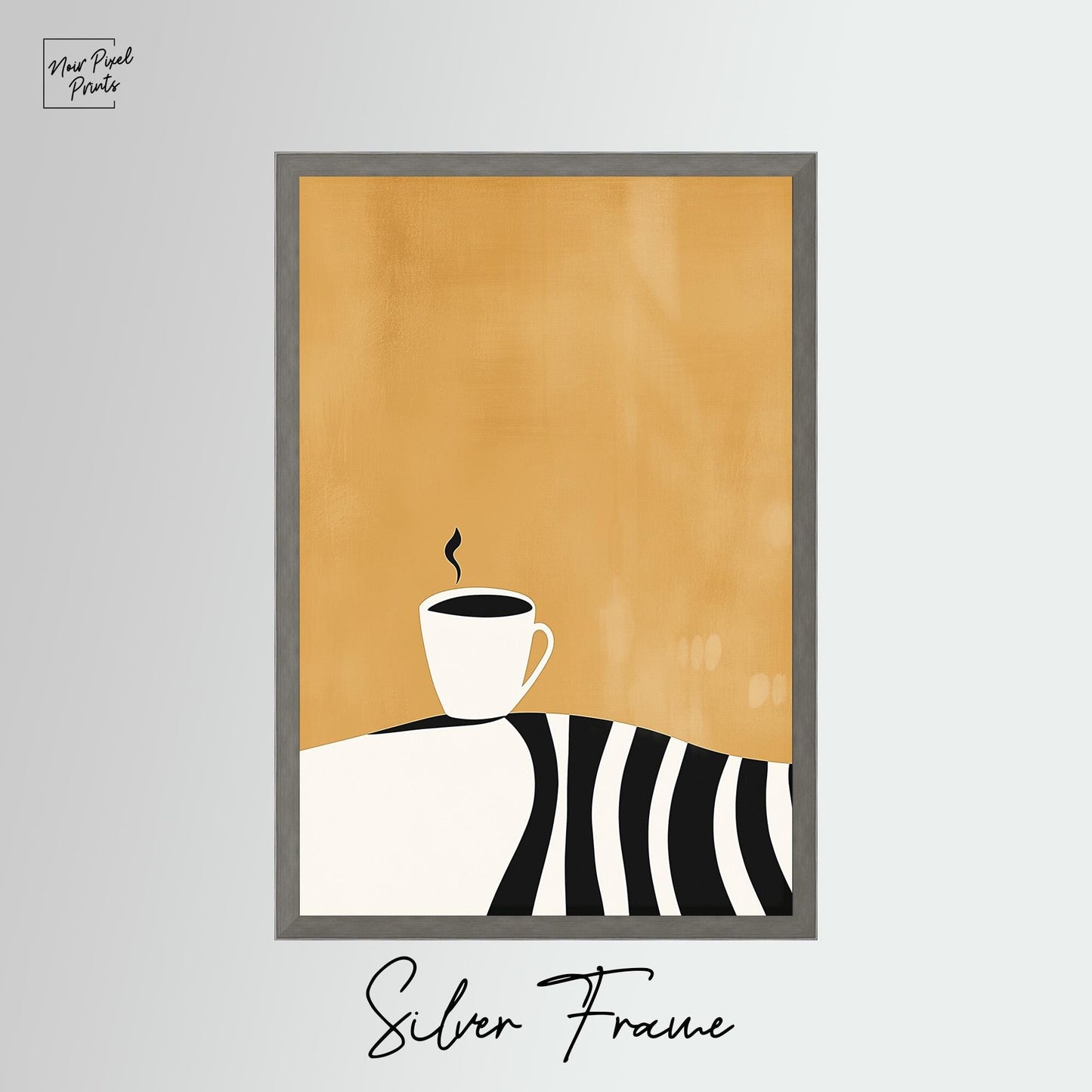 Coffee Cup Wall Art - Minimalist Kitchen Art | Modern Coffee Print Canvas