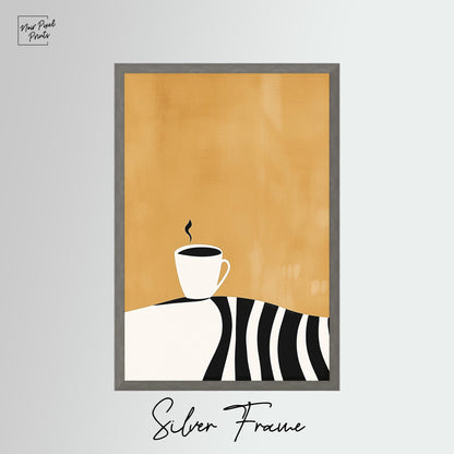 Coffee Cup Wall Art - Minimalist Kitchen Art | Modern Coffee Print Canvas