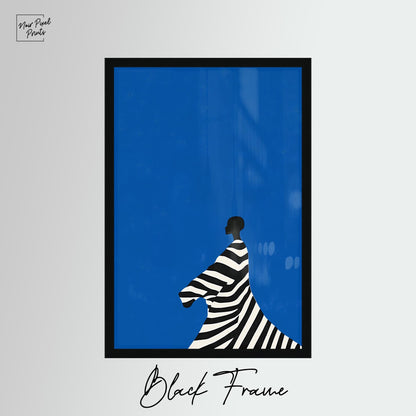 Electric Blue Wall Art – Cobalt Blue Artwork on Abstract Canvas Print, Framed