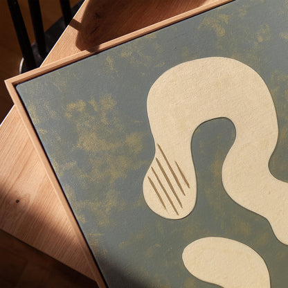 Abstract Blue and Beige Giclée Canvas Print with Soft Organic Shapes Modern Art for Minimalist Living Room or Studio Decor