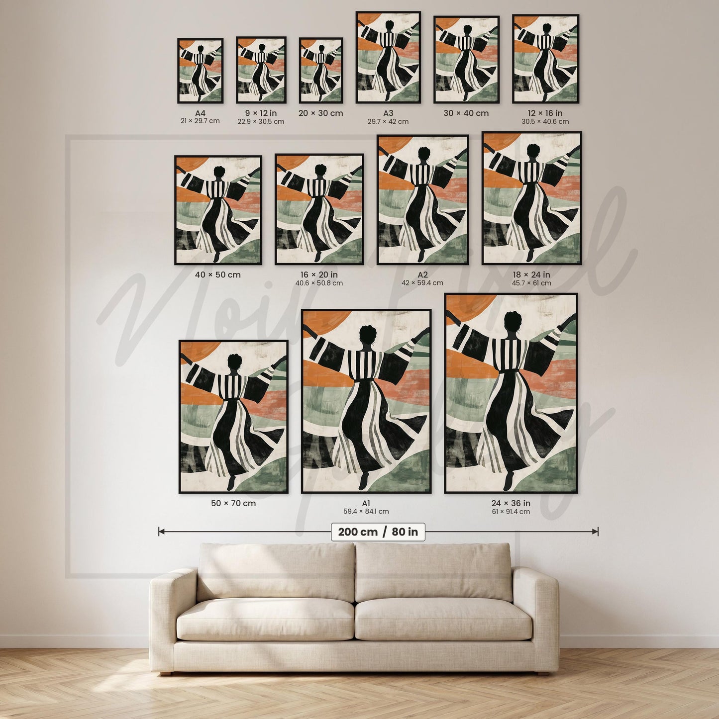 Mid Century Modern Wall Art - Dancing Woman Silhouette Abstract Art Print