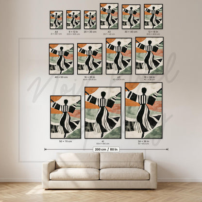 Mid Century Modern Wall Art - Dancing Woman Silhouette Abstract Art Print