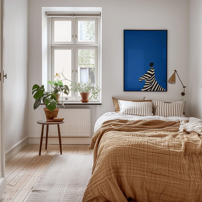 Electric Blue Wall Art – Cobalt Blue Artwork on Abstract Canvas Print, Framed