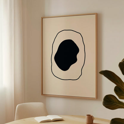 Minimalist Abstract Shape Canvas Print Black and White Modern Wall Art Contemporary Geometric Poster for Bedroom or Living Room