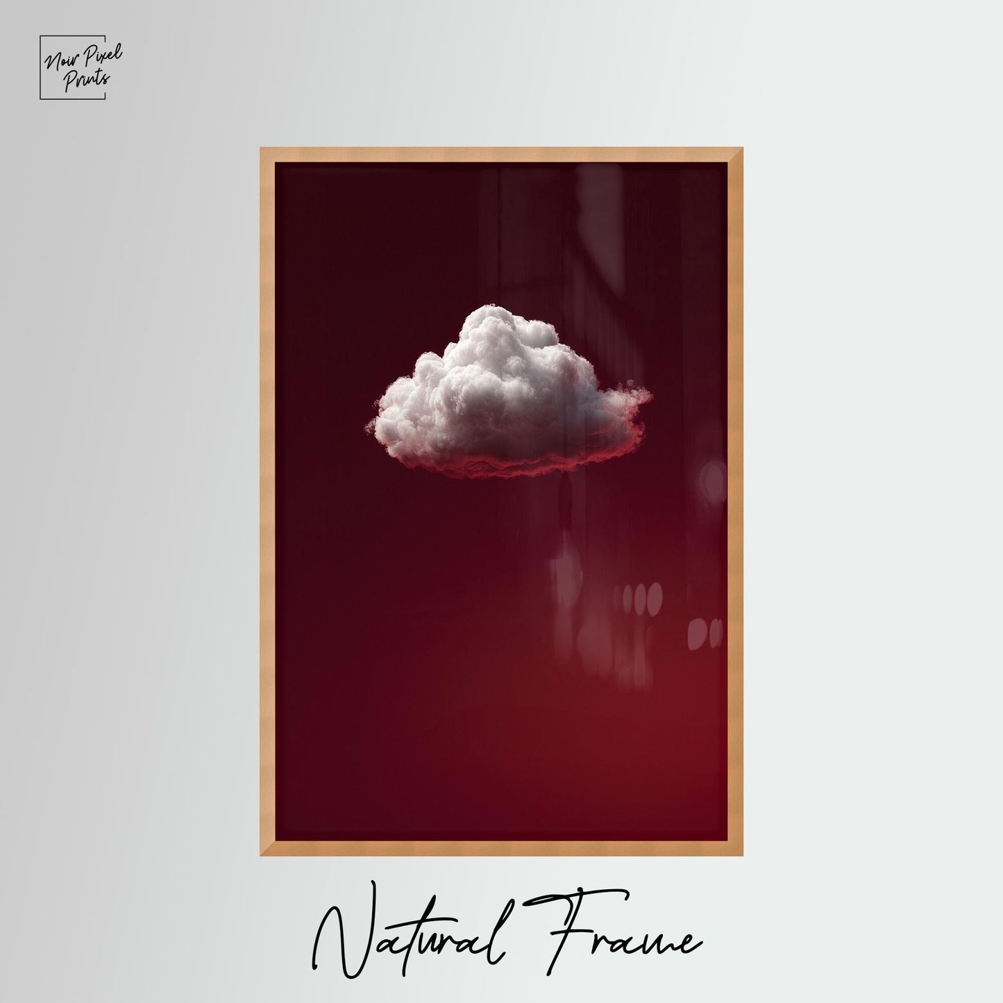 Minimalist Sky Wall Decor – Deep Red Cloud Art Print on Gallery Style Canvas