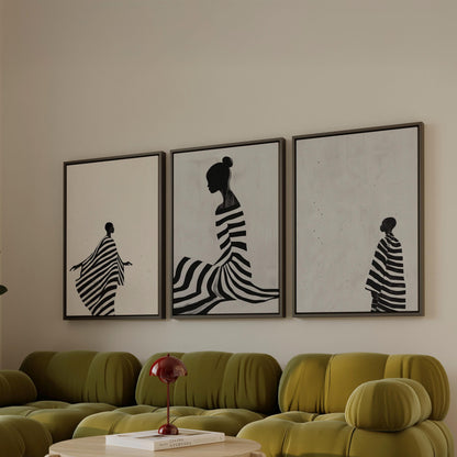 Women Canvas Art – Modern Black and White Figurative Canvas Print Set | Minimalist Wall Decor