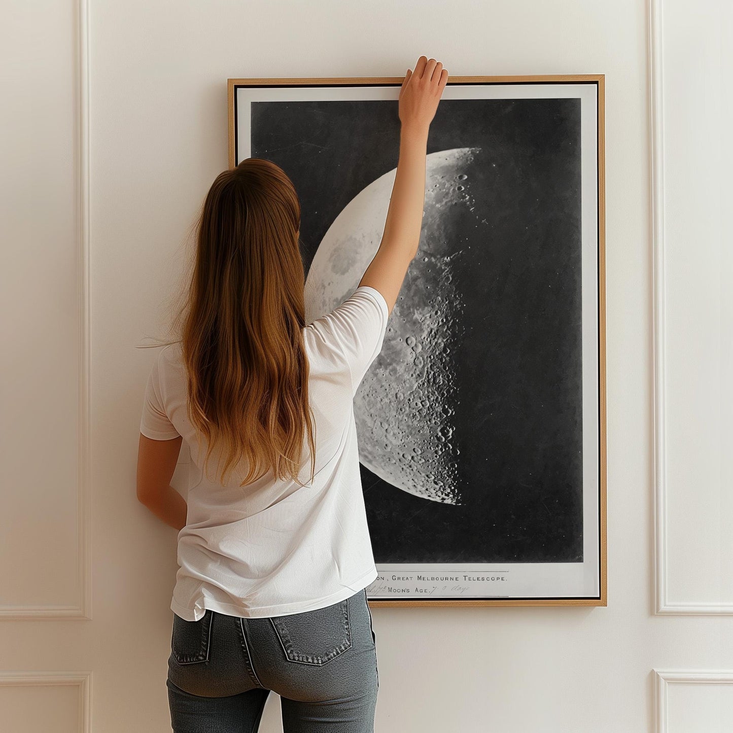 Moon Wall Art Black and White Canvas Print Astronomy Poster Lunar Phase Vintage Style Large Bedroom or Living Room Decor