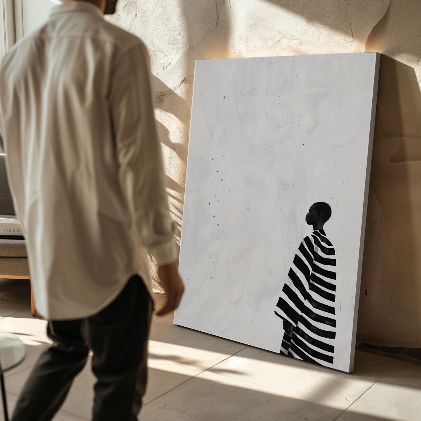 Black and White Canvas | Modern Canvas Prints Set of 2 | Abstract Figurative Art