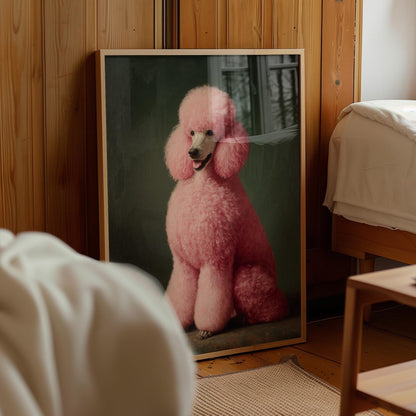 Emerald Green Poodle Art – Maximalist Dog Decor | Framed Canvas Print
