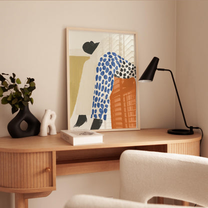 Abstract Figure Poster - Blue Orange Print on Archival Fine Art Paper