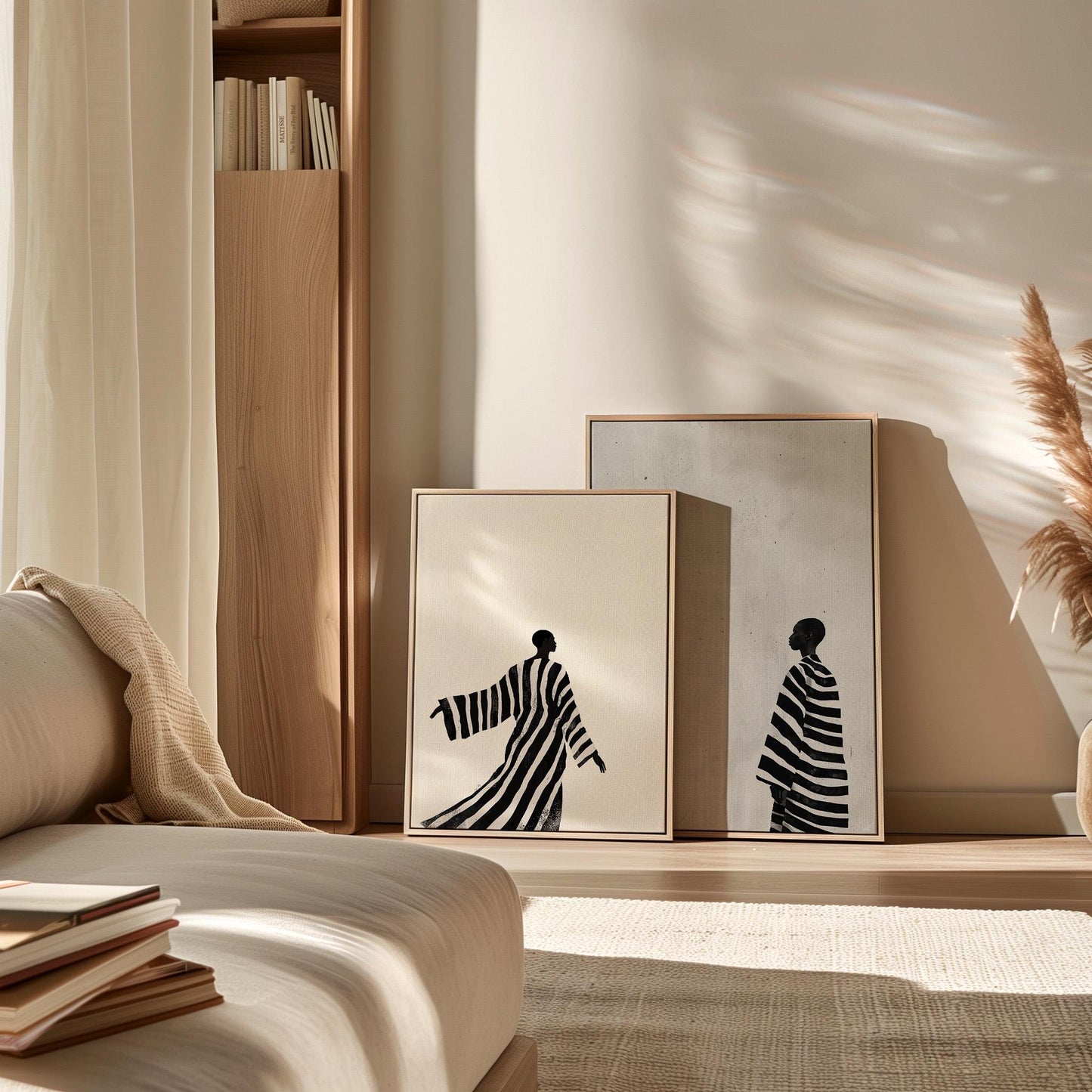 Black and White Canvas | Modern Canvas Prints Set of 2 | Abstract Figurative Art