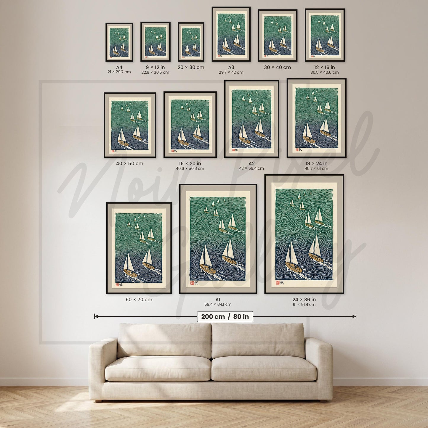 Nautical Sailboat Print – Teal Navy Ocean Art on Archival Fine Art Paper