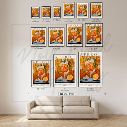 Aperol Spritz Print – Vintage Italian Drink Poster | Floral Cocktail Wall Art