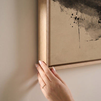 Deep burgundy brushstroke sweeping across a cream background, horizontal canvas print