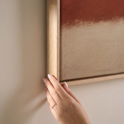 Three horizontal bands of oxblood, terracotta and bone, horizontal canvas print