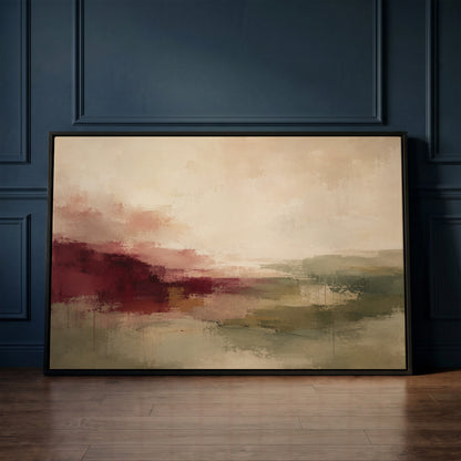 Abstract horizon in burgundy, sage and cream tones, wall art print